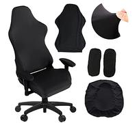Coprisedia gaming - Fodera poltrona ufficio 4 pezzi/set copri poltrona gamer con fodere per braccioli/copri schienale della sedia/copri sedile della sedia, gaming chair cover (nero)