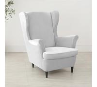 Coprisedia in velluto elasticizzato con schienale alato, con copertura ottomana, set da 2 pezzi con fodera protettiva per cuscino (per 78-85 cm, grigio chiaro)
