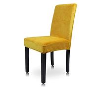 Coprisedia in velluto elasticizzato moderno coprisedia elasticizzato lavabile in spandex, per matrimoni, feste, sala da pranzo, decorazione casa, 4 pezzi, giallo