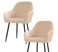 Coprisedia in velluto elastico per sedie da pranzo con braccioli, lavabile, per sedie da pranzo, ufficio, cucina, soggiorno, hotel e banchetti (beige, set da 1)