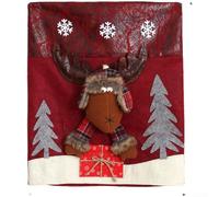Coprisedia natalizi in peluche, progettati per sedie da pranzo con Babbo Natale, pupazzo di neve e alce per migliorare l'atmosfera decorativa delle vacanze (ELK)