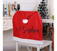 Coprisedia Natalizio Personalizzato, Coprisedia Con Cappello Di Babbo Natale E Nome/Icona, Decorazione Per La Tavola, Decorazioni Per Feste, 50 X 60 cm(5pcs)