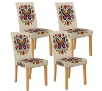 Coprisedia per sala da pranzo con farfalle colorate, elasticizzate e lavabili, in spandex, motivo floreale, per cucina e sala da pranzo, 4 pezzi