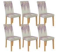 Coprisedia per sala da pranzo con motivo floreale viola, elasticizzato, lavabile, in spandex, elegante motivo glicine, per decorazione della cucina, 6 pezzi