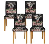 Coprisedia per sedie da pranzo con cani, in spandex nero, lavabile, elasticizzato, decorativo, per sala da pranzo, cucina, banchetto, 4 pezzi