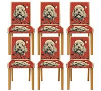 Coprisedia per sedie da pranzo, con cappello di Babbo Natale e stella di Natale, in spandex rosso, lavabile, rimovibile, decorativo, per cucina, ufficio, conferenze, 6 pezzi