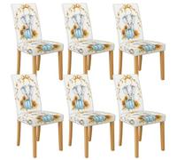 Coprisedia per sedie da pranzo, motivo elefante e zucca, in spandex elasticizzato, lavabile, adorabile, protezione decorativa per sedie per decorazioni stagionali, 6 pezzi