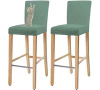 Coprisedia per sgabello da bar, antigraffio e elasticizzato, con schienale, morbida e lavabile, per pub (verde, set di 2)