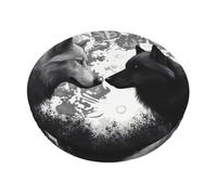 Coprisedia rotondo per sgabelli da bar, 35,5 cm, elasticizzati, lavabili, rimovibili, antiscivolo, antipolvere, lupi Love Under The Moon Wild Animal per sedia da bar, protezione per cucina, sala da
