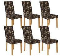 Coprisedia vintage con motivo teschio, per sedie da pranzo, elasticizzati e lavabili, in spandex, fodere decorative artistiche per Halloween, decorazioni per la casa, 6 pezzi