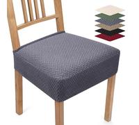 Coprisedie 6 Pezzi Coprisedia Elasticizzato Universale Jacquard Coprisedie per Sedia Fodere per Sedie da Cucina Lavabili Removibili Coprisedia Seduta per Hotel Ristorante (Grigio Scuro, 6 Pezzi)-TB