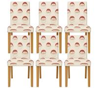 Coprisedie con Babbo Natale, per sedie da pranzo, cappello natalizio con barba, rosso, in spandex, lavabile, traspirante, decorazione per sala da pranzo, cucina, banchetto, 6 pezzi