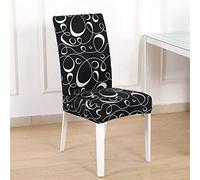 Coprisedie con Schienale 4 Pezzi Astratto Bianco Nero Coprisedia Misura Universale Coprisedie Spandex Coprisedie Elasticizzato Copri Sedie per Ristorante Cucina Hotel Festa Banchetto