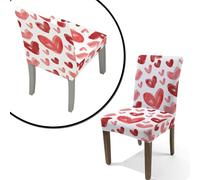 Coprisedie Con Schienale 4 Pezzi Cuori Rossi Coprisedie Per Sala Da Pranzo Cucina,Universale Elasticizzato Coprisedia,Copri Sedia Da Cucina Lavabile,Coprisedia Cucina