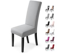 Coprisedie con schienale 4 pezzi Elasticizzato Copertura della sedia bi-elastico per una misura universale, Coppia spandex Coprisedia molto facile da pulire e di lunga durata(4 pezzi ,Grigio argento)