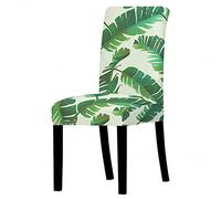 Coprisedie con Schienale 4 Pezzi Foglie Tropicali Verdi Copri Sedie Soggiorno 4 Pezzi Copri Sedia da Cucina Rimovibile Coprisedia con Schienale Coprisedie Elasticizzato Spandex Coprisedia Cucina
