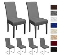 Coprisedie Con Schienale 6 Pezzi Elasticizzato Copertura Della Sedia Bi-Elastico Per Una Misura Universale, Coppia Spandex, Molto Facile da Pulire E Di Lunga Durata (Confezione da 6, Grigio Piombo)-O