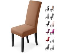 coprisedie con schienale 6 pezzi Elasticizzato Copertura della sedia bi-elastico per una misura universale, Coppia spandex Coprisedia molto facile da pulire e di lunga durata(6 pezzi ,Beige-pietra)