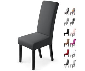 Coprisedie con schienale 6 pezzi Elasticizzato Copertura della sedia bi-elastico per una misura universale, Coppia spandex Coprisedia molto facile da pulire e di lunga durata(6 pezzi ,Grigio Scuro)