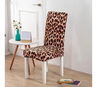 Coprisedie Con Schienale 6 Pezzi Stampa Leopardata Coprisedie Con Schienale Bi-Elastico Moderno Spandex Universali Coprisedia Copertura Della Sedia Lavabile Estraibile Coprisedia