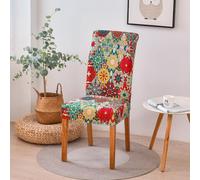 Coprisedie con Schienale 6 PezziRosso Verde Floreale Coprisedia Misura Universale Coprisedie Spandex Coprisedie Elasticizzato Copri Sedie per Ristorante Cucina Hotel Festa Banchetto