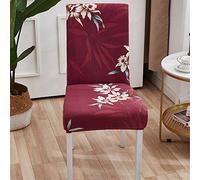 Coprisedie con Schienale Elasticzzato, Morbuy Fiori Pianta Stampa Coprisedile Sala da Pranzo Hotel Cerimonia Banchetto Lavabile Estraibile Party Decor (6 Pezzi,Floreale Rosso)