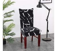 Coprisedie con Schienale Elasticzzato, Morbuy Moderno Geometria Stampa Coprisedile Sala da Pranzo Hotel Cerimonia Banchetto Lavabile Estraibile Party Decor (6 Pezzi,Graffiti Neri)