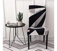 Coprisedie con Schienale Elasticzzato, Morbuy Moderno Semplice Nero Coprisedile Sala da Pranzo Hotel Cerimonia Banchetto Lavabile Estraibile Party Decor (4 Pezzi,Geometria)