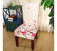 Coprisedie con Schienale, Morbuy Elegante Fiori di Stampa Universale Coprisedia Elastico per Sala Pranzo Hotel Banchetto Lavabile Sfoderabile Party Decor (6 Pezzi,Prugna Beige)