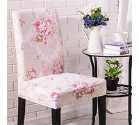 Coprisedie con Schienale, Morbuy Elegante Fiori di Stampa Universale Coprisedia Elastico per Sala Pranzo Hotel Banchetto Lavabile Sfoderabile Party Decor (6 Pezzi,Rosa Romantica)