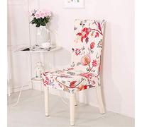 Coprisedie con Schienale, Morbuy Universale Elegante Stampa Floreale Coprisedia Elastico per Sala Pranzo Hotel Banchetto Lavabile Sfoderabile Party Decor (4 Pezzi,Fiori)
