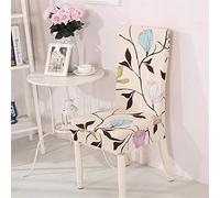 Coprisedie con Schienale, Morbuy Universale Elegante Stampa Floreale Coprisedia Elastico per Sala Pranzo Hotel Banchetto Lavabile Sfoderabile Party Decor (6 Pezzi,Bianco Latte)