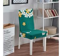 Coprisedie con Schienale, Morbuy Universale Elegante Stampa Floreale Coprisedia Elastico per Sala Pranzo Hotel Banchetto Lavabile Sfoderabile Party Decor (4 Pezzi,Teal)