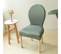 Coprisedie Con Schienale Rotondo 2/4/6 Pezzi Per Sedie Da Pranzo, Con Schienale Arrotondato, Senza Braccioli, Moderne, Ovali, Per Hotel E Ristoranti(D-Green B,L-2PCS)