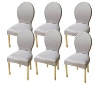 Coprisedie con Schienale Tondo, Set 2/4/6 Pezzi Non Universali - Fodere Elastiche Altezza 50/60 Cm per Sedie da Cucina Senza Braccioli(Light Gray,6pcs M)