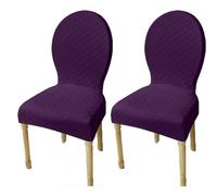 Coprisedie con Schienale Tondo, Set 2/4/6 Pezzi Non Universali - Fodere Elastiche Altezza 50/60 Cm per Sedie da Cucina Senza Braccioli(Deep Purple,2pcs L)
