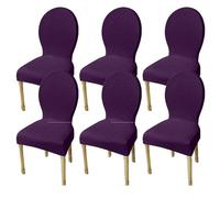 Coprisedie con Schienale Tondo, Set 2/4/6 Pezzi Non Universali - Fodere Elastiche Altezza 50/60 Cm per Sedie da Cucina Senza Braccioli(Deep Purple,6pcs M)