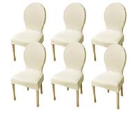 Coprisedie con Schienale Tondo, Set 2/4/6 Pezzi Non Universali - Fodere Elastiche Altezza 50/60 Cm per Sedie da Cucina Senza Braccioli(Beige,6pcs L)