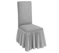 Coprisedie Coppia 2 Cuscini Vesti Sedia con Volant Tessuto Bolle (Grigio chiaro)