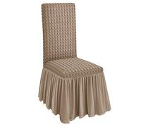 Coprisedie Coppia 2 Cuscini Vesti Sedia con Volant Tessuto Bolle (Tortora)