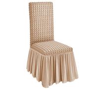 Coprisedie Coppia 2 Cuscini Vesti Sedia con Volant Tessuto Bolle Vari Colori (Beige)