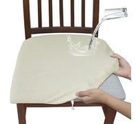 Coprisedie Da Pranzo Jacquard Impermeabili Resistenti Set Di Coprisedie Elasticizzati Con Vestibilità Elastica Proteggi-sedile Rimovibili Lavabili For Sedie Da Tavolo Da Cucina(Beige-c,Set of 10)