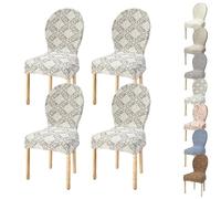 Coprisedie Elasticizzate Sala Da Pranzo Set Da 2/4 Coprisedie Con Schienale Rotondo For Sala Da Pranzo Cucina Hotel Stile Palazzo Protezioni For Sedie Senza Braccioli Antiscivolo(Colorful 4pcs)