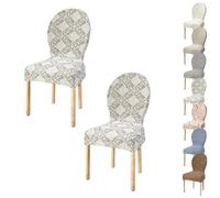 Coprisedie Elasticizzate Sala Da Pranzo Set Da 2/4 Coprisedie Con Schienale Rotondo For Sala Da Pranzo Cucina Hotel Stile Palazzo Protezioni For Sedie Senza Braccioli Antiscivolo(Colorful 2pcs)