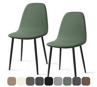 Coprisedie Elasticizzato con Schienale 2 Pezzi Universale Lavabile Jacquard Coprisedia Fodere Coprisedia per Sala da Pranzo Copertura Della Sedia per Soggiorno Cucina Hotel (Verde, 2 Pezzi)-KL
