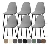 Coprisedie Elasticizzato con Schienale 6 Pezzi Universale Lavabile Jacquard Coprisedia Fodere Coprisedia per Sala da Pranzo Copertura Della Sedia per Soggiorno Cucina Hotel (Grigio Chiaro, 6 Pezzi)-KL