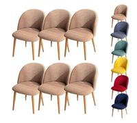 Coprisedie per Sala da Pranzo Coprisedie con Schienale Curvo A Quadri Coprisedie Elasticizzati Moderni Coprisedie Curvi Coprisgabelli Rotondi per Sala da Pranzo Soggiorno Hotel Cachi 6 Pezzi