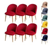 Coprisedie per Sala da Pranzo Coprisedie con Schienale Curvo A Quadri Coprisedie Elasticizzati Moderni Coprisedie Curvi Coprisgabelli Rotondi per Sala da Pranzo Soggiorno Hotel Rosso 6 Pezzi