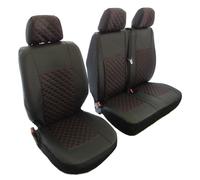 Coprisedile 2+1 per VOLKSWAGEN T5 2004+ NERO ECO PELLE FILI ROSSI