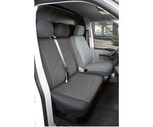Coprisedile aderente Performer in 100% poliestere compatibile con VW T5, 1 copertura per panca doppia, schienale anteriore ribaltabile